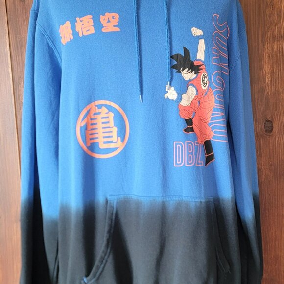 Mens Dragonball Z Blue/Black Son Goku Premium Logo Hoodie Sweatshirt Sz 2XL - Picture 2 of 12